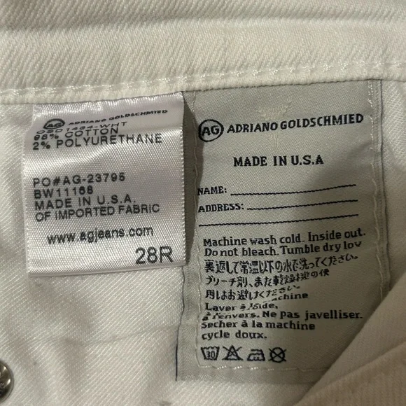 AG Adriano Goldschmied Prima Mid Rise Cigarette White Jeans Womens 28 R - Picture 8 of 9